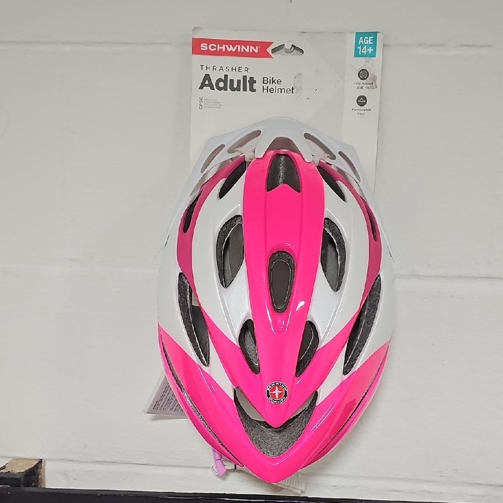 Schwinn Thrasher Girs- AGE 14t  Pink and White .BIKE HELMET.